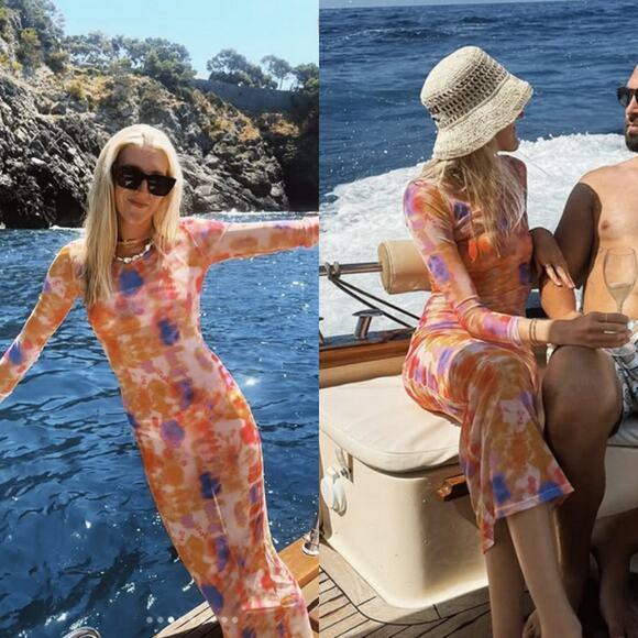 Nasty Gal Tie Dye Mesh Maxi Dress US 6 Italy Vacation Resort Summer Beach Yatcha - Picture 1 of 4